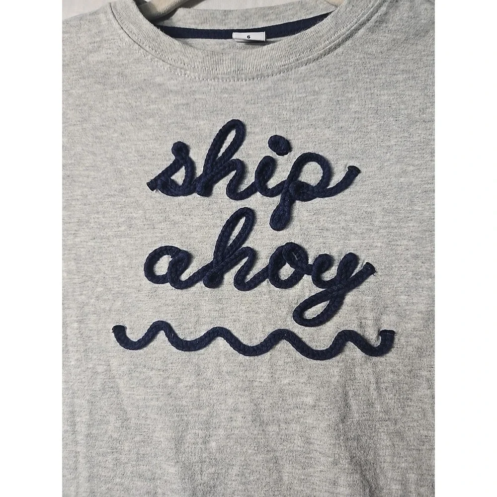 Janie and Jack Boys Size 6‎ Ship Ahoy Graphic Short Sleeve Shirt Gray Cotton